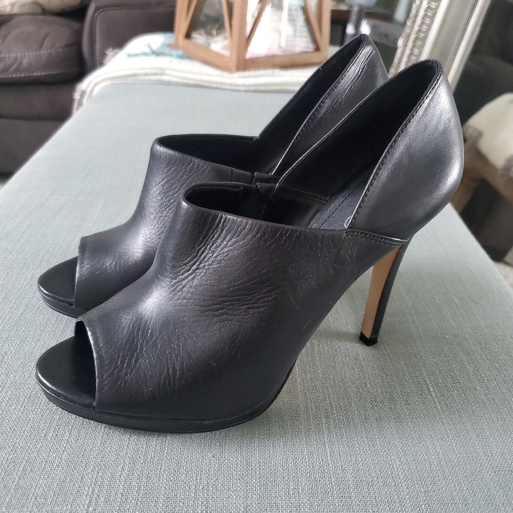 ALDO peep toe leather stiletto booties